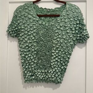 Green Textured Women's Top